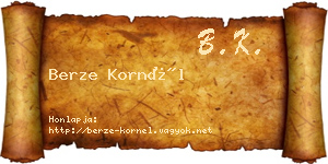 Berze Kornél névjegykártya